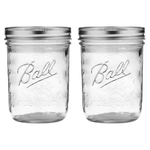 Image of Wide Mouth Pint 16-Ounce Glass Mason Jar with Lids
