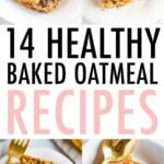 Photo collage of four different types of baked oatmeal.