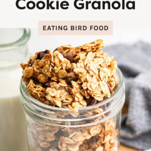 Chocolate chip cookie granola in a jar.