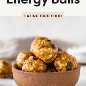 One photo of the energy balls in a bowl stacked on top of each other