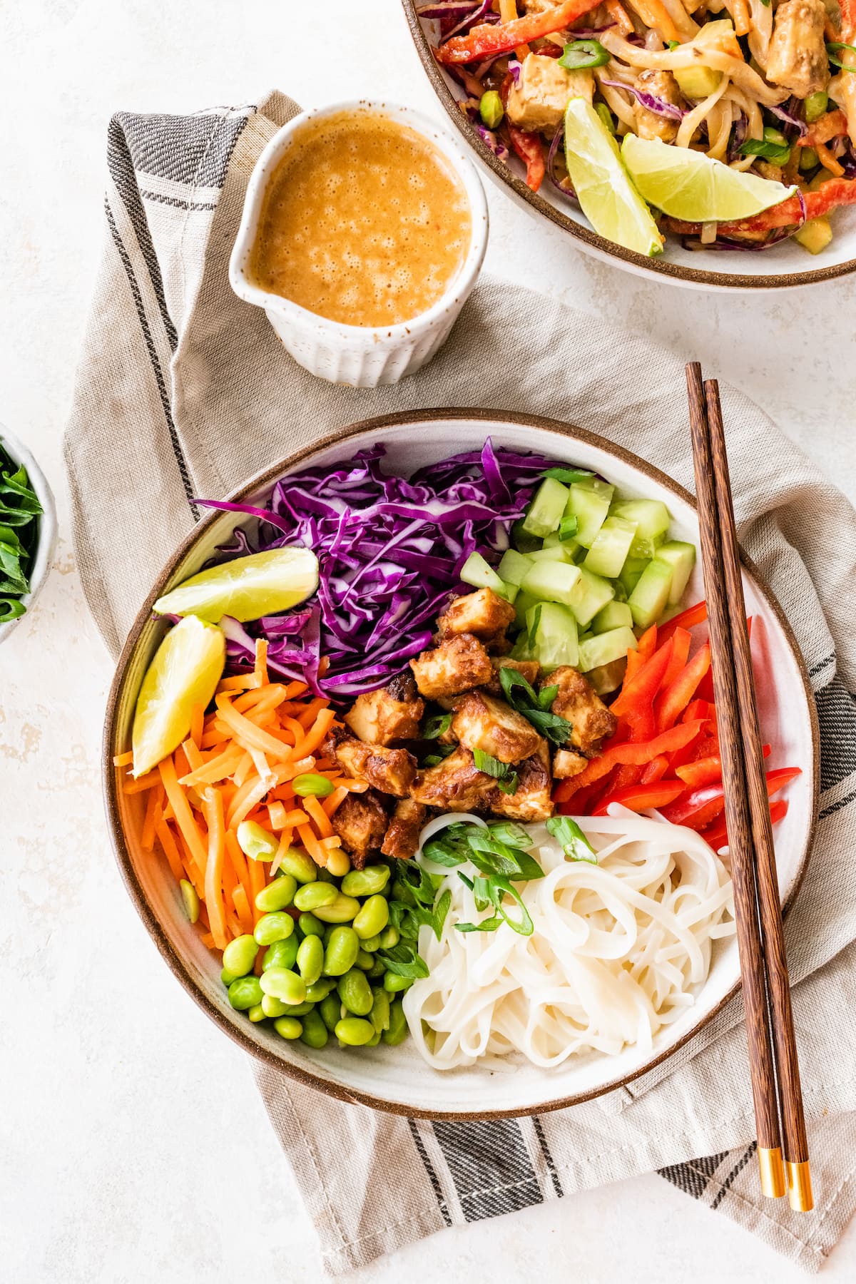 All ingredients for the asian noodle bowl including