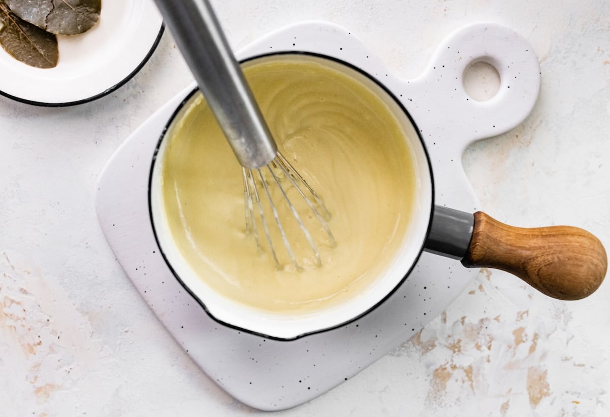 Butter mixture in sauce pan.