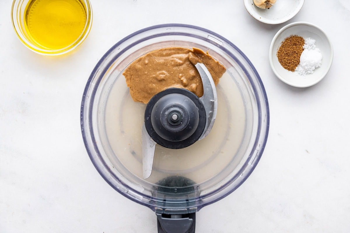 A food processor with tahini.